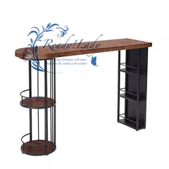 バーテーブル - カウンター高さのダイニングテーブル、カウンターテーブル 収納, カウンターテーブル, カウンターテーブル キッチン, 収納棚付き、朝食用ハイトップテーブル、キッチンバー用の省スペースの狭いバーテーブル(120cm/47.2in)