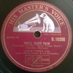 英78RPM/SP Eddie Fisher, Hugo Winterhalte Youll Never Know / Everything I Have Is Yours B10398 HIS MASTERS VOICE /00500