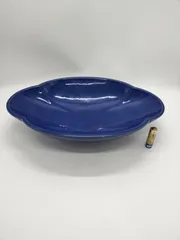 花器 雲形 紺色 磁器製 花台 窯 工房 池坊 フラワーベース 水盤 華道具 花瓶 シンプル 生花 華道 金属 手作り アンティーク レア レトロ インテリア ビンテージ 昭和 24428四つ葉[YT00527]