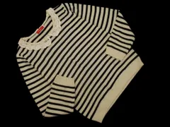 earth music&ecology アースミュージック＆エコロジー ボーダー ニット セーター sizeM/ベージュ ◇■ レディース