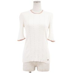 美品 シャネル P62 総レース フリルブラウス レディース 白 36