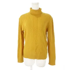 レリアン Leilian ニット セーター タートルネック 長袖 ケーブル編み ウール 11 黄 イエロー /MN7