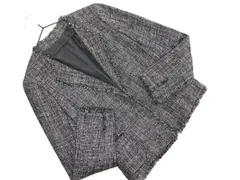 COMME CA ISM コムサイズム ツイード ノーカラー ジャケット sizeL/黒 ◇■ レディース