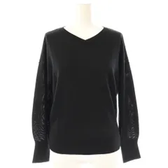 アンタイトル UNTITLED シルクカシミヤ混 コンパクトVネックニット セーター 長袖 XS ブラック /HK ■OS