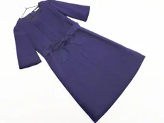 Style com スタイルコム ウール100% ウエストリボン付き Iライン ワンピース size9/紺 ◇■ レディース