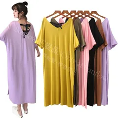 ルームワンピース レディース 部屋着 パジャマ ワンピース ゆったり 体型カバー 大人 可愛い 半袖 ルームウェア ミモレ丈 Vネック 寝着 柔らかめ 春 夏 シンプル CCJJFV1118P050