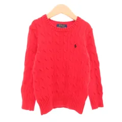 ポロ ラルフローレン POLO RALPH LAUREN コットン ケーブルニット セーター 長袖 ロゴ刺繍 110 レッド /UO