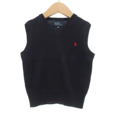 ポロ バイ ラルフローレン Polo by Ralph Lauren ベスト コットンニット Vネック 110 紺 ネイビー ロゴ刺繍 /UO