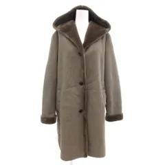 ユニクロ UNIQLO ムートンタッチフーデットコート XL フード ミドル ハーフ丈 裏ボア グレー 212-409857 /AE