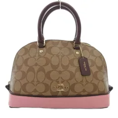 コーチ COACH 2WAY ハンドバッグ ショルダー シグネチャー PVC レザー切替 茶 ブラウン ピンク /JS