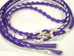 平和屋着物●和装小物　帯締め　振袖用　飾り付き　パール　銀糸　ラインストーン　長尺　正絹　逸品　未使用　DAAW8359zzz