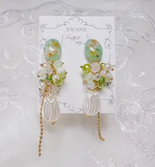 【No.25】グリーン 鈴蘭 イヤリング ニッケルフリー