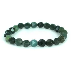 モスアゲート【ダイヤカット】8mm 数珠 天然石 ブレスレット パワーストーン ブレス お守り 選べるサイズ