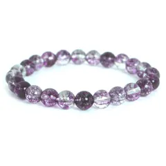 クォーツ（染め）パープル 【丸玉】8mm 数珠 天然石 ブレスレット パワーストーン ブレス お守り 選べるサイズ