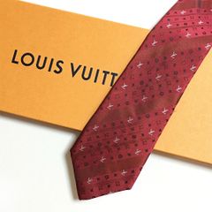 極美品LOUIS VUITTON LVロゴ モノグラム ツイル シルク ネクタイ