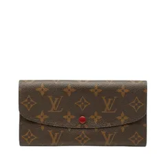 ルイ ヴィトン モノグラム ポルトフォイユ エミリー M60136 ブラウン ルージュ レッド PVC レザー レディース LOUIS VUITTON【1-0243529】