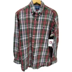 ラルフローレン RALPH LAUREN 90S BLAKE ブレイク ポニー刺繍  インド綿 マドラスチェック ボタンダウン フランネル シャツ ビックサイズ メンズ import：M 