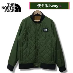 ノースフェイス THE NORTH FACE リバーシブル 中綿 ジャケット L ゴールド×オリーブ ライトダウン キルティングジャケット ナイロンジャケット ロゴ刺繍 テック系 ストリート オーバーサイズ 古着 Z238