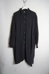 UNIQLO ユニクロ U シャイニー レーヨン ロング シャツ ワンピース リメイク 291-437134 黒 L 203P★4