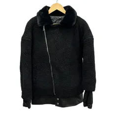 EMODA(エモダ) コート サイズF レディース - 黒 長袖/フェイクファー/中綿/ジップアップ/秋/冬