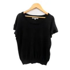 ロペピクニック ROPE Picnic ニット カットソー ラウンドネック 半袖 フリルスリーブ 38 M 黒 ブラック /HO47