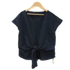 ドレスキップ DRESKIP カットソー フレンチスリーブ 半袖 ラウンドネック リボン M 紺 ネイビー /YS26
