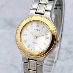 稼働 SEIKO セイコー レディース 腕時計 クレオ 3E29-0A70 シルバー ゴールド デイト ローマン クォーツ 70