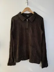 ブラウン ハーフ ジップアップ ニット