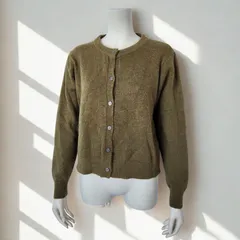 エディットシーン Edit Sheen　起毛ニット スタンダードカーディガン　モスグリーン　レディース