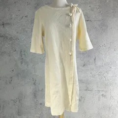 VINTAGE(ヴィンテージ) 60's~ wool knit half sleeve onepiece ニットとデザインボタンの半袖ウールワンピース 表記無し(Mサイズ程度)/袖の裏部分に傷あり ベージュ