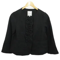 アナトリエ ANATELIER 美品 ノーカラージャケット テーラード リボンモチーフ 36 黒 ブラック ■YHS4のサムネイル