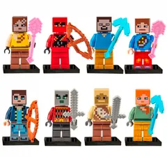 レゴ 互換 マインクラフト マイクラ 様々なスキンセット 8体 武器防具付