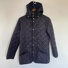 【美品】トラディショナルウェザーウェア　フード　HOODMIDDLE  キルティングジャケット　34  ネイビー　綿100%