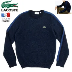 【B3580】【極美品】【フランス製】LACOSTE ラコステ セーター トップス クルーネック ウール ワニ刺繍 ワンポイント AH9163 サイズS