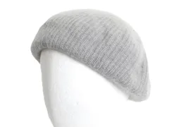 【お得なクーポン配布中!】 毛足 アンゴラ ウール ベレー帽 メンズ レディース フリーサイズ / 古着 無地 ベレー 帽子 ニット キャップ シンプル 防寒 あったか グレー