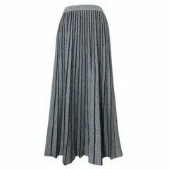 インディヴィ INDIVI ニットプリーツスカート ロング 36 S相当 グレー系 X
