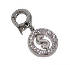 新品同様　スワロフスキー チャーム ネックレストップ ペンダントトップ　サークル S　クリスタル　シルバー ホワイト SWAROVSKI レディース　アクセサリー　