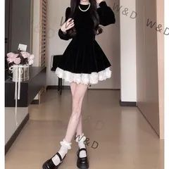 【送料無料】ベルベット ワンピース 秋冬 クリスマス ウエストシェイプ ヘップバーン風 お姫様 ドレス フォーマル エレガント 大人可愛い ギフト 光の織りなす優雅なシルエット、聖なる夜に輝く上品なベルベットドレス