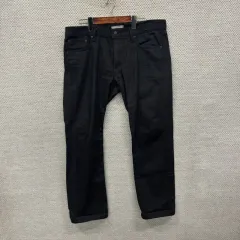 UNIQLO セルビッジ 生デニムパンツ ブラックジーン 36インチ A01275