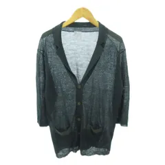 メンズメルローズ MEN'S MELROSE ニット カーディガン 麻 リネン 七分袖 3 緑 グリーン 1010 ■YHS6のサムネイル
