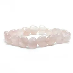 ローズクォーツ【ハート】10mm（厚さ6mm） 数珠 天然石 ブレスレット パワーストーン ブレス お守り 選べるサイズ