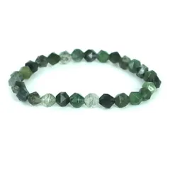 モスアゲート【ダイヤカット】6mm 数珠 天然石 ブレスレット パワーストーン ブレス お守り 選べるサイズ