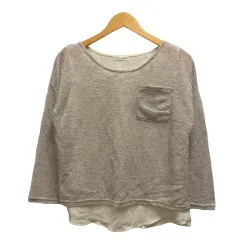 アー・ヴェ･ヴェ ミッシェルクラン a.v.v ニット セーター クルーネック ラメ 裏地 長袖 M 銀 シルバー アイボリー レディース