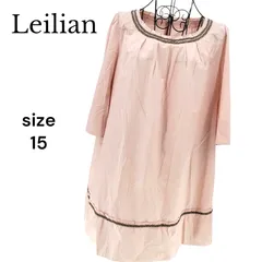 Leilian レリアン ひざ丈ワンピース 七分袖 サイズ15＋ ピンク バックファスナー レディース