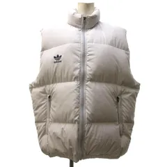 アディダス adidas 90s ダウンベスト ジャケット ノースリーブ デサント製 トレフォイルロゴ ライトグレー F IBO73のサムネイル