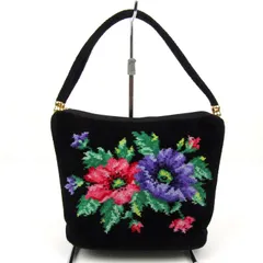 フェイラー ハンドバッグ 花柄 シェニール織 鞄 ブランド レディース ブラック FEILER 【中古】