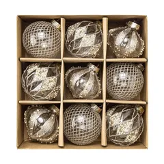 【新品】 クリスマス ボール オーナメント SVNVIOZ 北欧風 9個セット クリスマスツリー 飾り 豪華 多種類 おしゃれ デコレーション 1