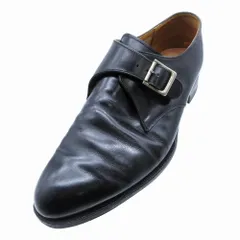JOHNSTON&MURPHY ジョンストンアンドマーフィー モンクストラップ シューズ ビジネス ドレス 革靴 8.5 26.5cm 黒 メンズ 【中古】