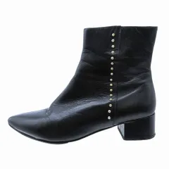 FABIO RUSCONI ファビオルスコーニ スタッズ ブーティ ショートブーツ センターステッチ レザー 37 23.5cm 黒 レディース 【中古】