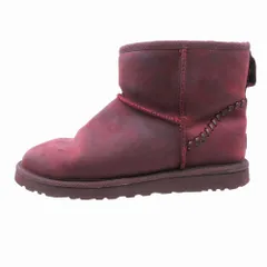 UGG アグ クラシックミニ デコ ムートン ブーツ ショートブーツ CLASSIC MINI DECO 26cm ボルドー メンズ 【中古】